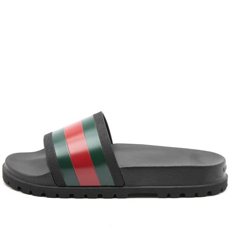 gucci web slide sandal mens|gucci rubber pursuit g slides.